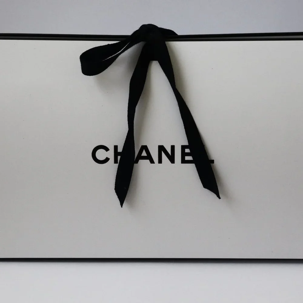 Chanel Origami Small White Paper Gift Bag Box with Ties